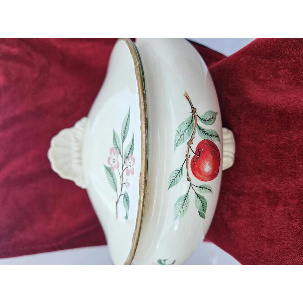 Vintage Homer Laughlin Nautilus "Apple & Blossom" Lidded Serving Dish - Chips